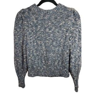 Madewell Pleated Shoulder Balloon Sleeve Blue Chunky‎ Knit Sweater Small